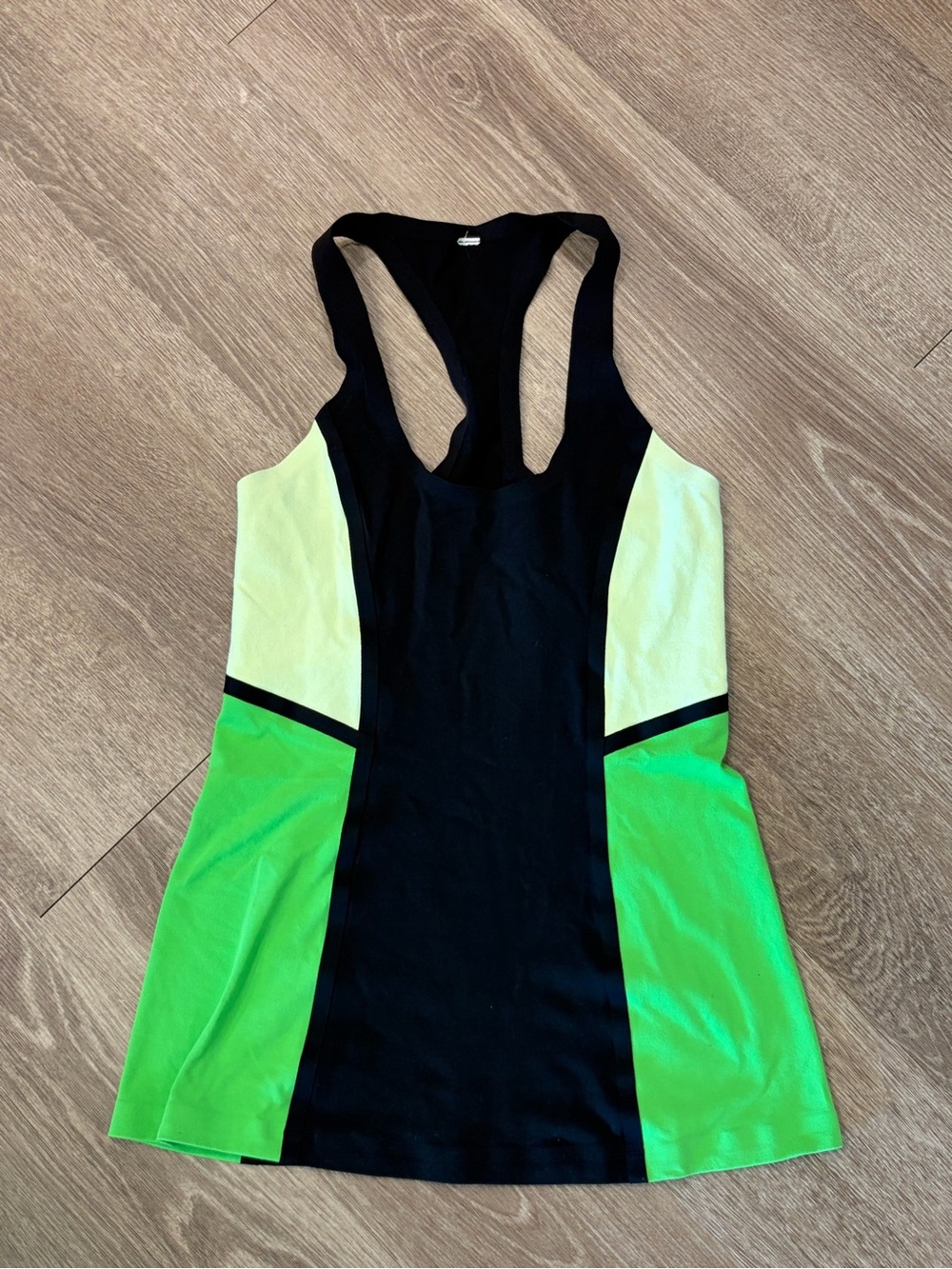 lululemon athletica Black with Lime and Yellow Racerback Tank